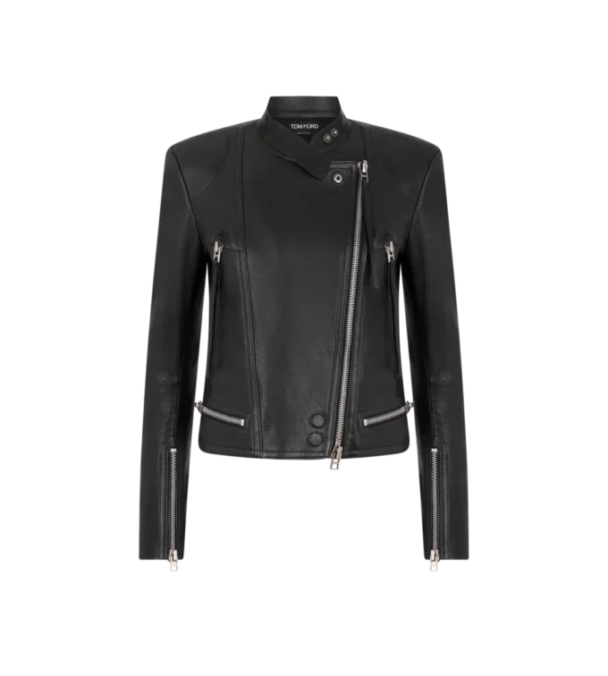 Chaqueta Racer de napa con acabado al vapor Chaqueta Racer de napa con acabado al vapor