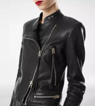 Chaqueta Racer de napa con acabado al vapor