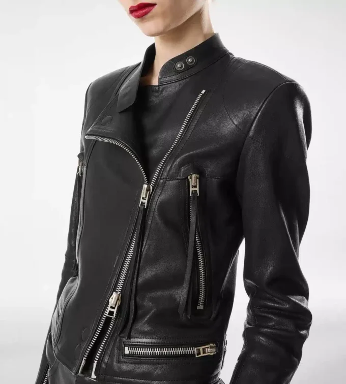 Chaqueta Racer de napa con acabado al vapor Chaqueta Racer de napa con acabado al vapor