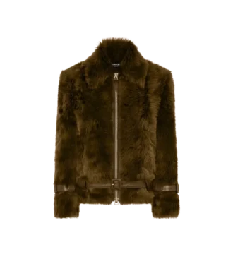 Chaqueta tipo blouson de piel con detalles de cuero