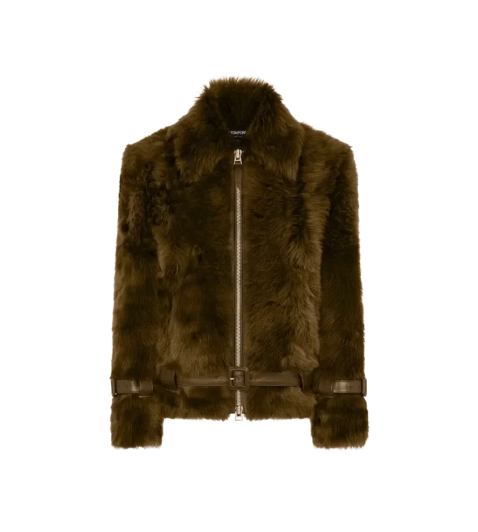 Chaqueta tipo blouson de piel con detalles de cuero Chaqueta tipo blouson de piel con detalles de cuero