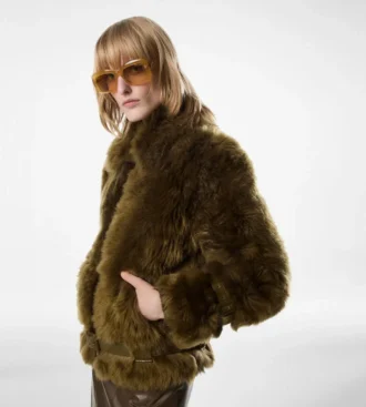 Chaqueta tipo blouson de piel con detalles de cuero