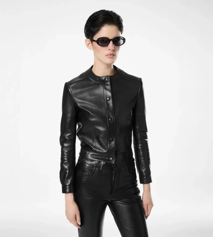 Chaqueta tipo cárdigan de piel napa Chaqueta tipo cárdigan de piel napa