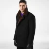 Chaqueta tipo peacoat de lana melton y piel de oveja Chaqueta tipo peacoat de lana melton y piel de oveja