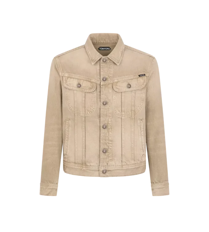 Chaqueta vaquera icónica lavada en color arena Chaqueta vaquera icónica lavada en color arena
