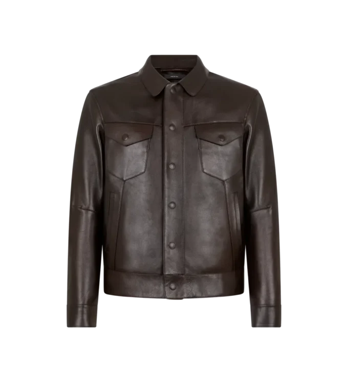 Chaqueta western de piel granulada de búfalo Chaqueta western de piel granulada de búfalo