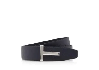 Cinturón reversible de piel con icono T