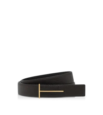 Cinturón reversible Slim T de piel granulada