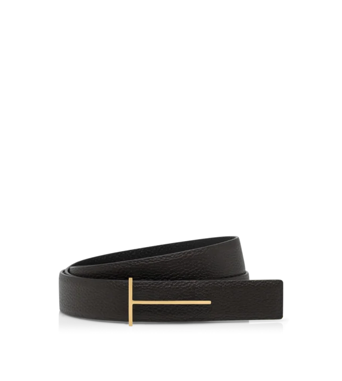Cinturón reversible Slim T de piel granulada