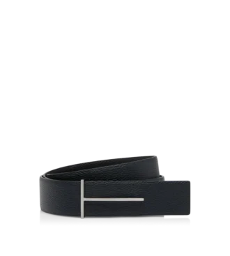Cinturón reversible Slim T de piel granulada