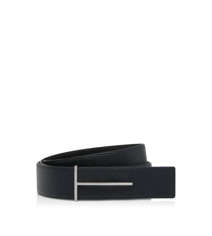 Cinturón reversible Slim T de piel granulada Cinturón reversible Slim T de piel granulada