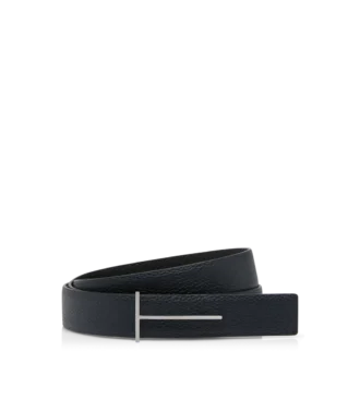 Cinturón reversible Slim T de piel granulada