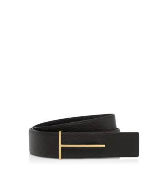 Cinturón reversible Slim T de piel granulada