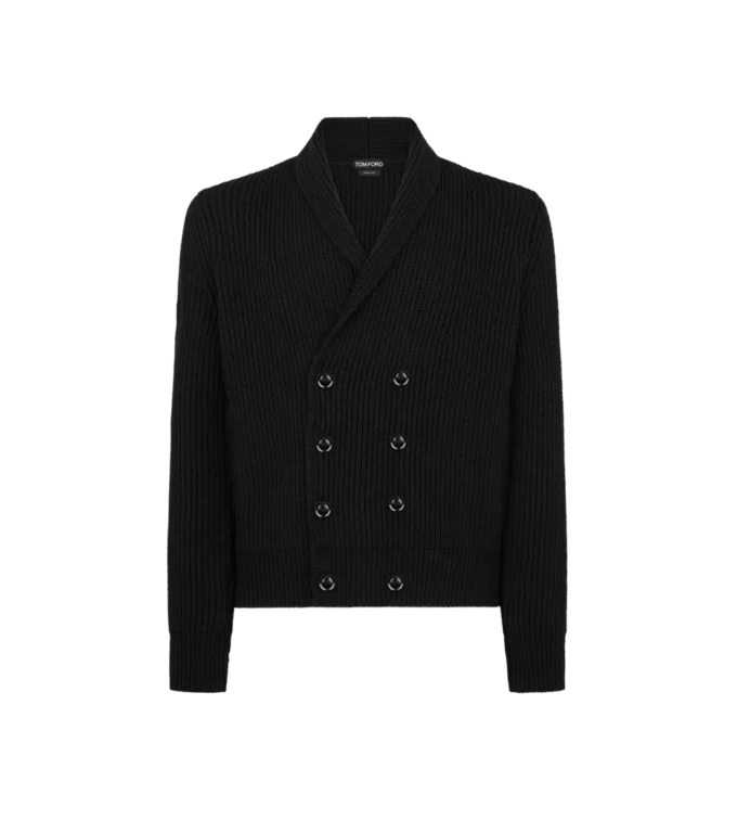 Cárdigan de lana y seda con cuello chal Cárdigan de lana y seda con cuello chal