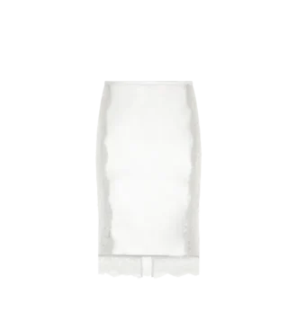 Falda hasta la rodilla con inserciones de encaje