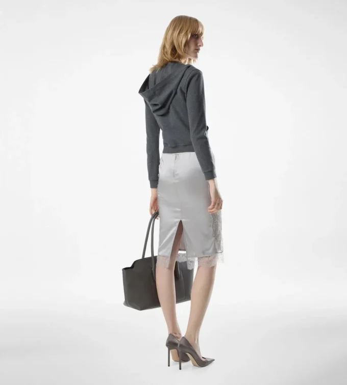 Falda hasta la rodilla con inserciones de encaje Falda hasta la rodilla con inserciones de encaje