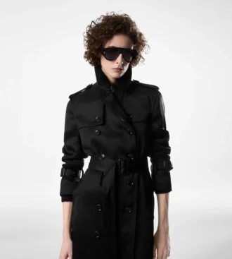 Gabardina con cuello interior de piel
