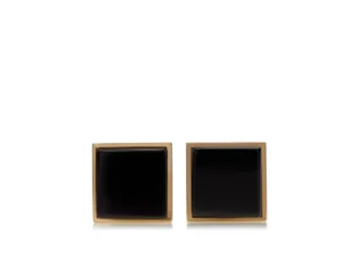 Gemelos cuadrados de oro y ónix