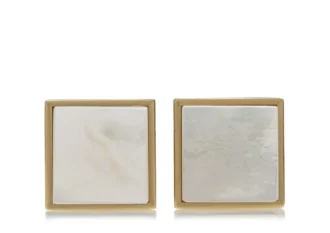 Gemelos cuadrados de oro y perlas