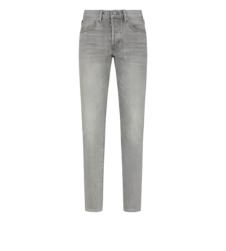 Gris Denim elástico slim fit con ribete