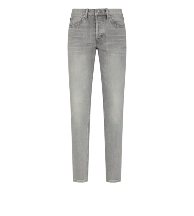 Gris Denim elástico slim fit con ribete Gris Denim elástico slim fit con ribete