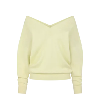 Jersey de cachemira con cuello en V y hombros descubiertos