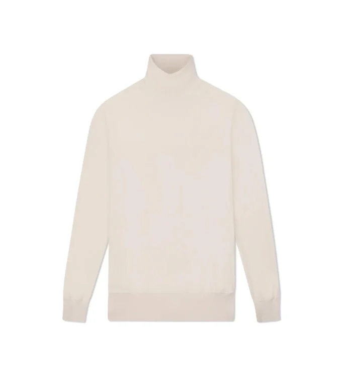 Jersey de cuello alto de cachemira y seda de punto fino
