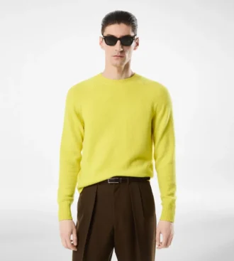 Jersey de cuello redondo de cachemira afieltrada Jersey de cuello redondo de cachemira afieltrada
