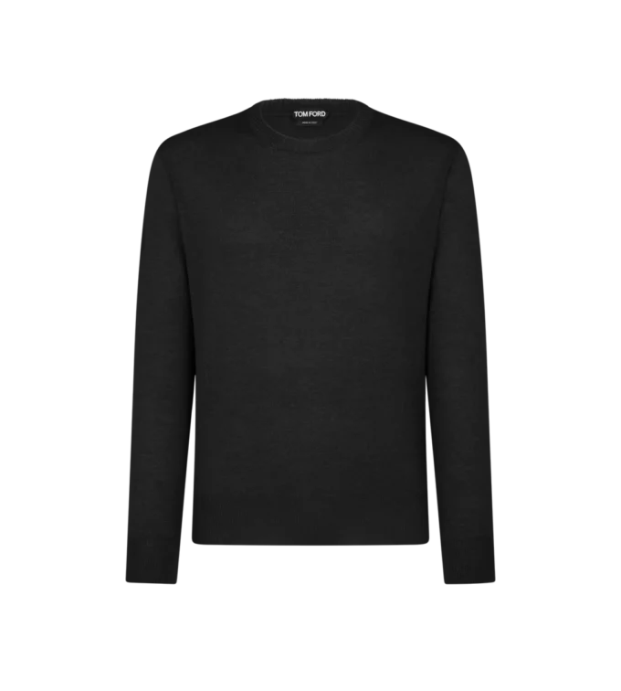Jersey de cuello redondo sin costuras de alpaca y seda Jersey de cuello redondo sin costuras de alpaca y seda