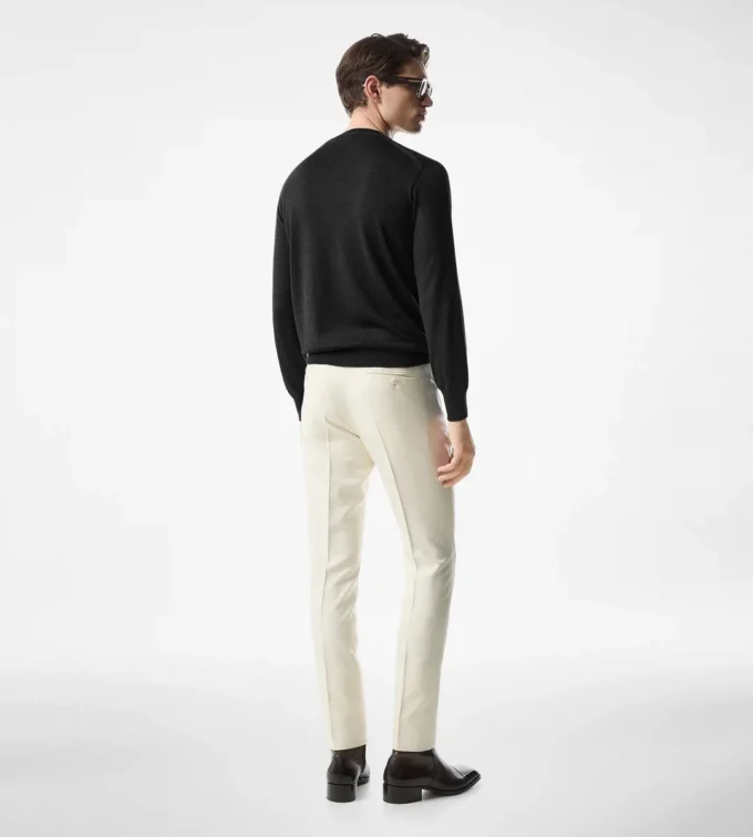 Jersey de cuello redondo sin costuras de alpaca y seda Jersey de cuello redondo sin costuras de alpaca y seda
