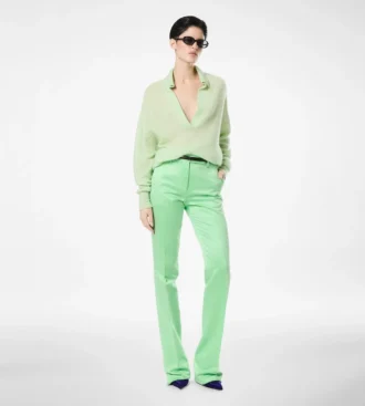 Jersey oversize de cuello polo abierto de cachemira y seda ultrasuaves
