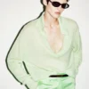 Jersey oversize de cuello polo abierto de cachemira y seda ultrasuaves