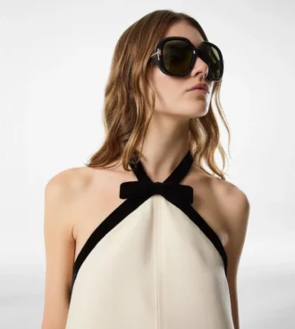 Mini vestido de cóctel con detalle de lazo
