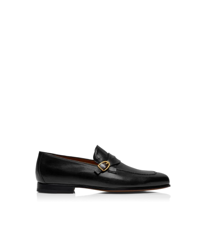 Mocasines con hebilla y banda retorcida Gigi de piel granulada flexible Mocasines con hebilla y banda retorcida Gigi de piel granulada flexible