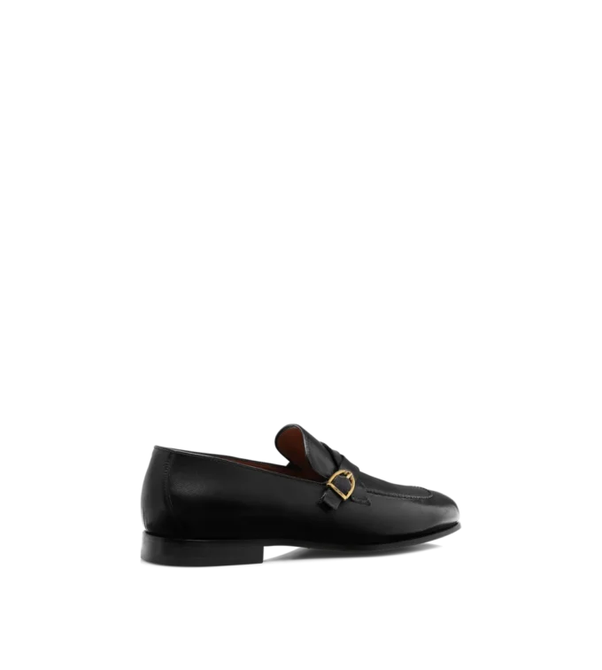Mocasines con hebilla y banda retorcida Gigi de piel granulada flexible Mocasines con hebilla y banda retorcida Gigi de piel granulada flexible