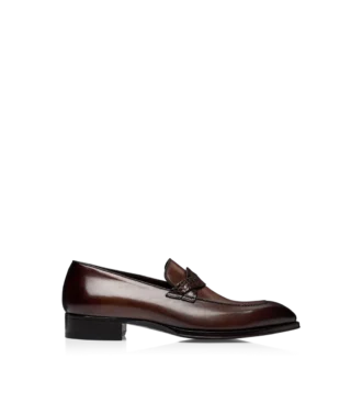 Mocasines Elkan Twisted Band de piel bruñida y cocodrilo