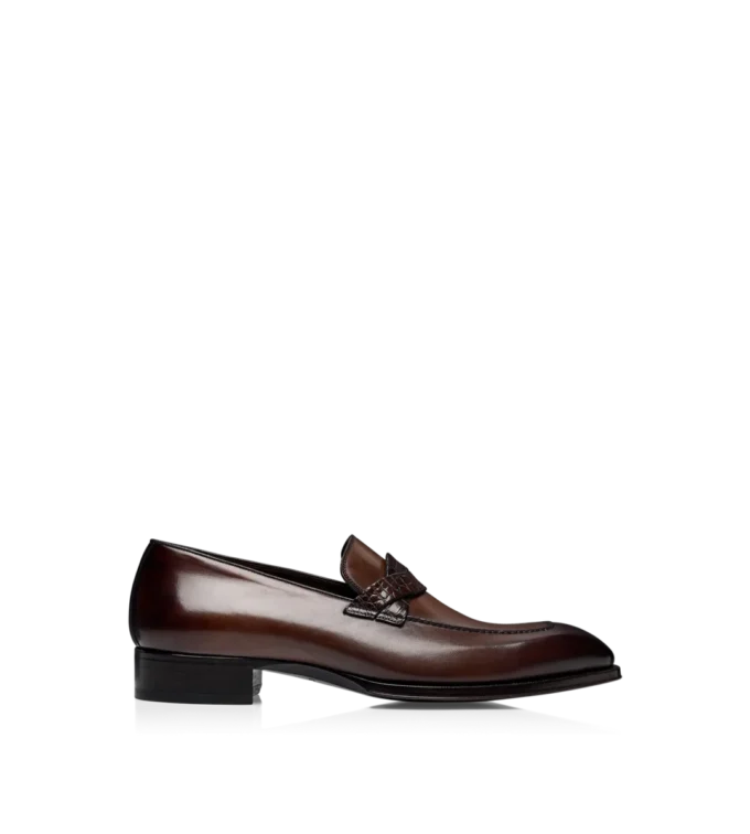 Mocasines Elkan Twisted Band de piel bruñida y cocodrilo Mocasines Elkan Twisted Band de piel bruñida y cocodrilo