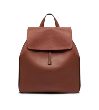 Mochila con solapa T-Line de piel granulada