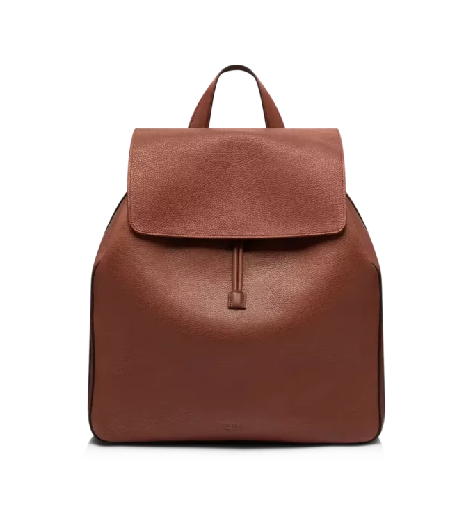 Mochila con solapa T-Line de piel granulada Mochila con solapa T-Line de piel granulada