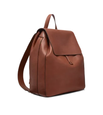 Mochila con solapa T-Line de piel granulada