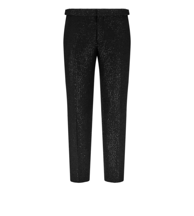 Pantalón bouclé ligero con lentejuelas Pantalón bouclé ligero con lentejuelas