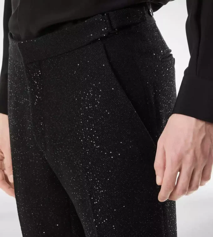 Pantalón bouclé ligero con lentejuelas Pantalón bouclé ligero con lentejuelas