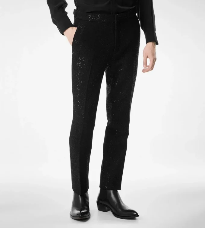 Pantalón bouclé ligero con lentejuelas Pantalón bouclé ligero con lentejuelas