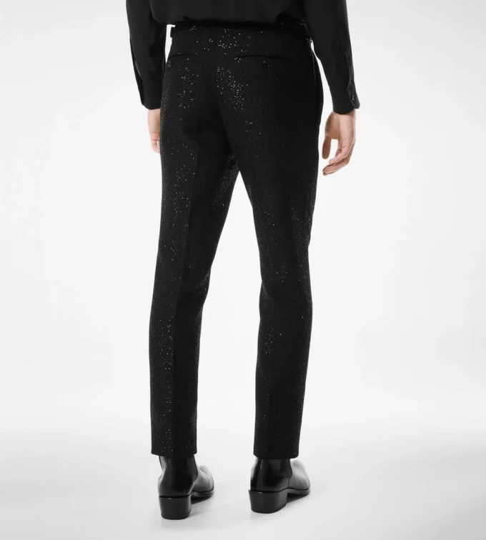 Pantalón bouclé ligero con lentejuelas Pantalón bouclé ligero con lentejuelas