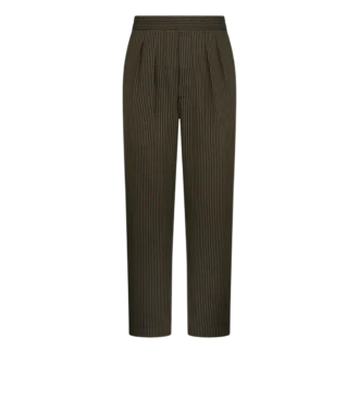 Pantalón de algodón y seda con rayas bengalíes y pliegues
