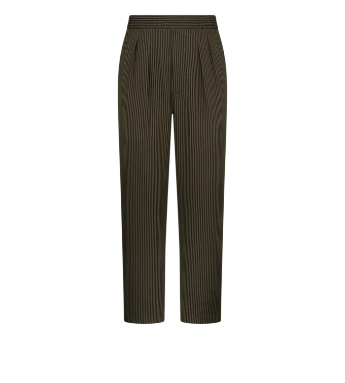 Pantalón de algodón y seda con rayas bengalíes y pliegues Pantalón de algodón y seda con rayas bengalíes y pliegues