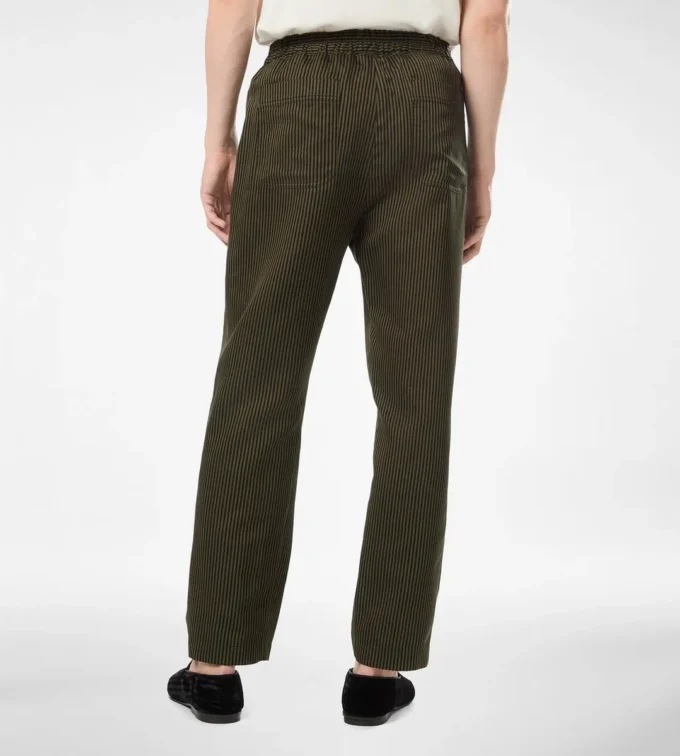 Pantalón de algodón y seda con rayas bengalíes y pliegues Pantalón de algodón y seda con rayas bengalíes y pliegues
