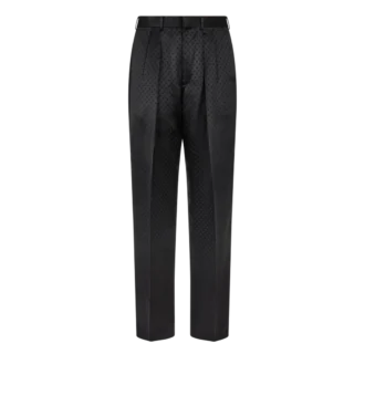 Pantalón de doble pliegue con estampado de lunares satinado jacquard