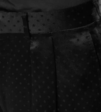 Pantalón de doble pliegue con estampado de lunares satinado jacquard