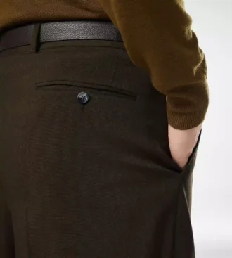 Pantalón de doble pliegue de lana, cachemira y seda